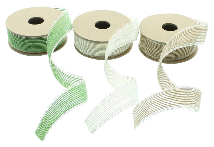 FRANK FLECHTWAREN | Geschenkband Goldkante, 3er Set, JUTE, 2,6 x 300 cm