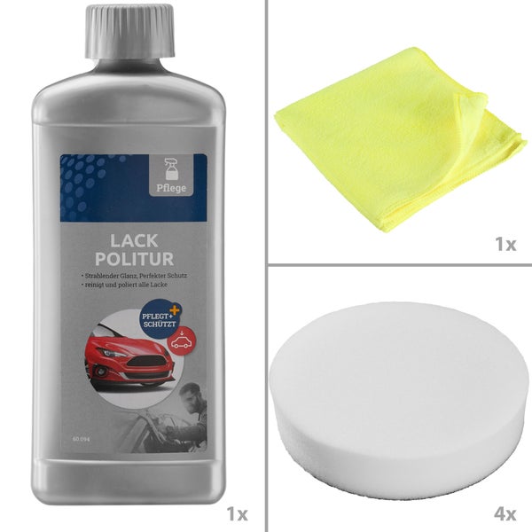 Lackpolitur Set mit Poliertuch und Polierschwämmen