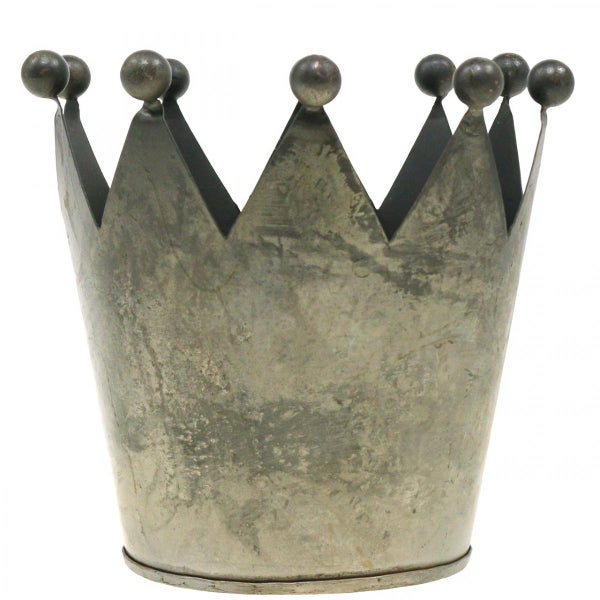 Dekorative Pflanzschale in Kronenform aus Metall