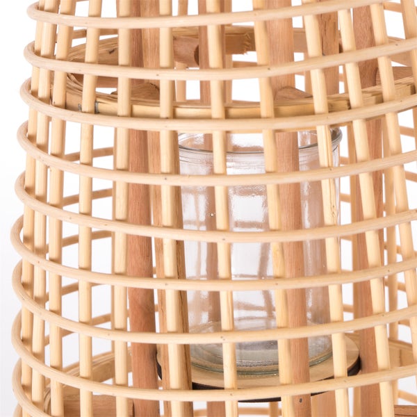Laterne Iva 40 Bambus, mit Windlicht-Glaseinsatz naturfarben