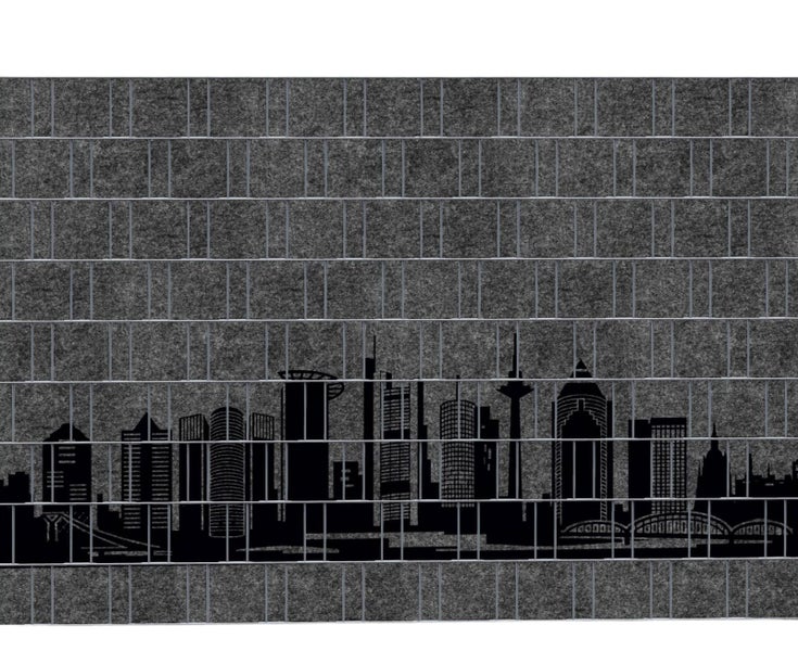 Sichtschutzzaun mit Skyline-Motiv