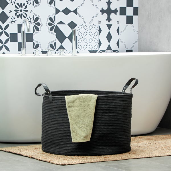 HOMCOM Wäschekorb 88L Klappbar Wäschebox mit Griff, Wäschesammler für Badezimmer, 56 x 56 x 35,5 cm, Schwarz