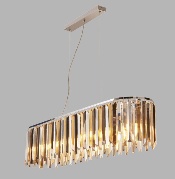 Rechteckige Pendelleuchte mit Kristallbehang