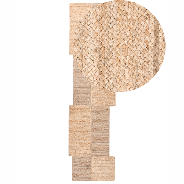 Buchstabe P aus geflochtenem Jute-Material, strukturierte Oberfläche aus Naturfasern.