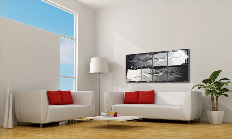 Das moderne Bild -Black vs. White- 170x70x2 cm handgemaltes Unikat