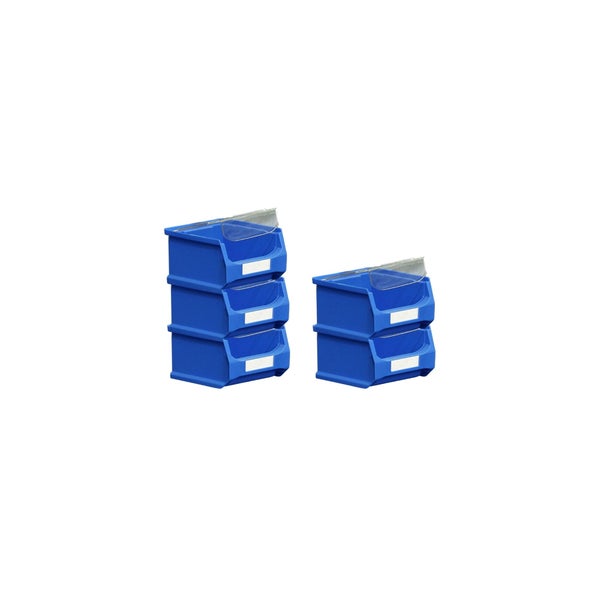 PROREGAL SparSet 5x Blaue Sichtlagerbox 1.0 mit Abdeckung HxBxT 6 x 10 x 10 cm 04 Liter Sichtlagerbehälter