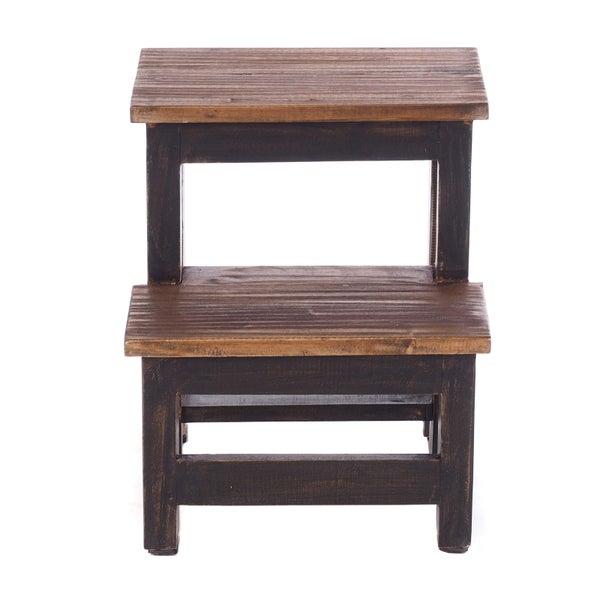 Trittleiter STEP Recyclingholz zweistufig  04 schwarz-natur