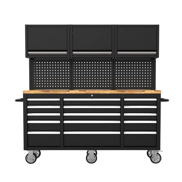 Werkbank mit Schubladen, Lochwand und Hängeschränken