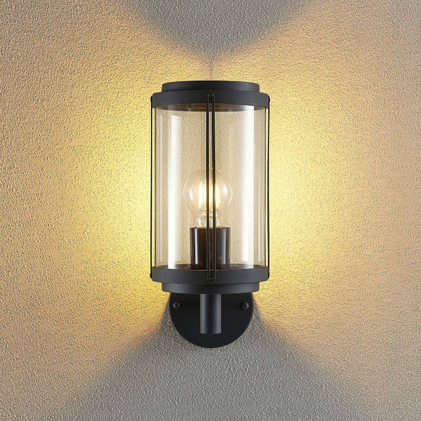 Lindby Wandleuchte außen (Laterne) Ojali (spritzwassergeschützt (Modern) in Schwarz aus Aluminium (1 flammig, E27) - Außenwandleuchten Wandlampe Led Außenlampe Outdoor für