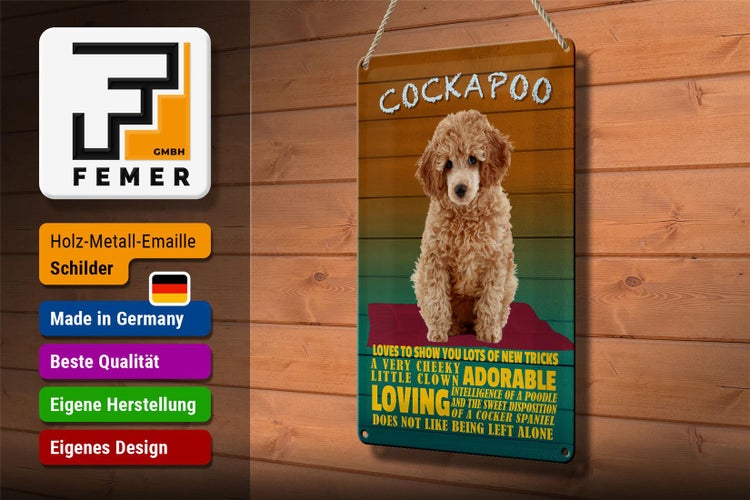 Blechschild Spruch 20x30cm Cockapoo Hund loves to show you
