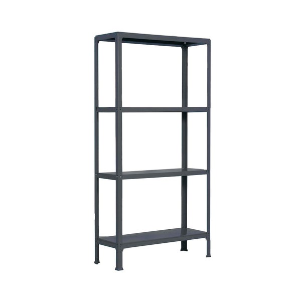 Metallregal mit vier Fachböden.