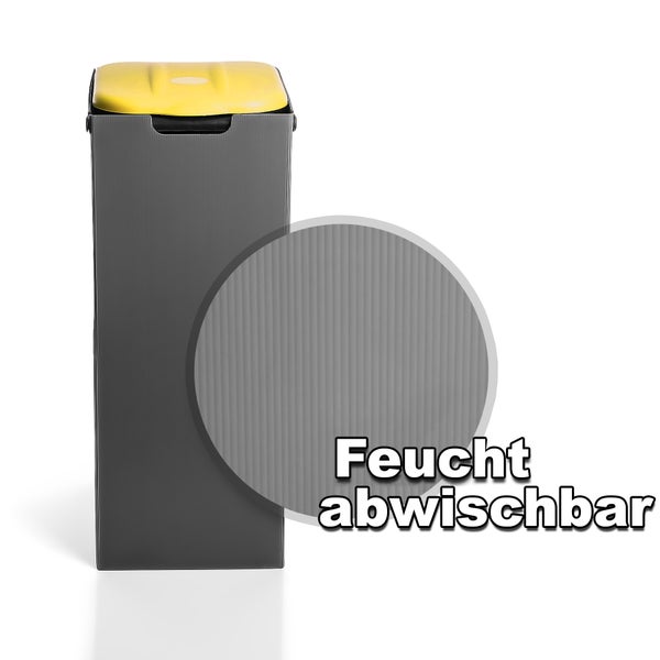 BigDean Müllsackständer Gelb 80L mit Sichtschutz - passend für den Gelben Sack + andere Müllsäcke - Müllsackhalter Mülleimer Müllbeutelständer - Feucht abwischbar - Made in Europe