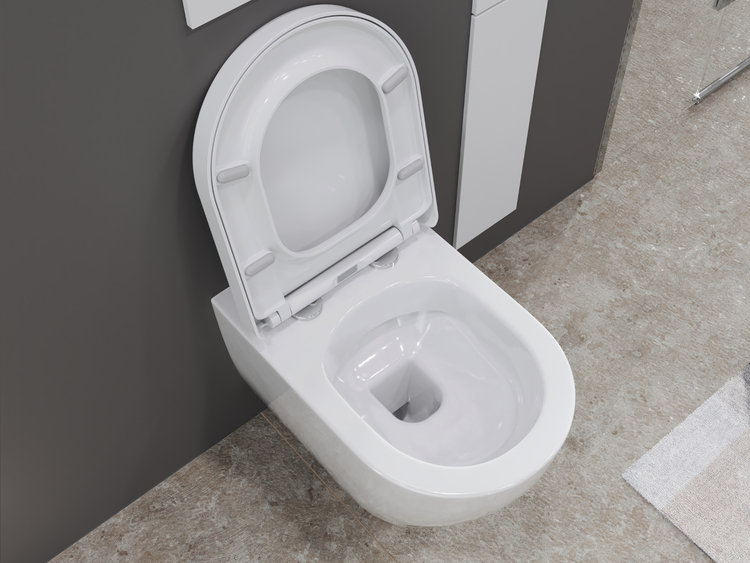 Weißes Hänge-WC mit offenem Deckel