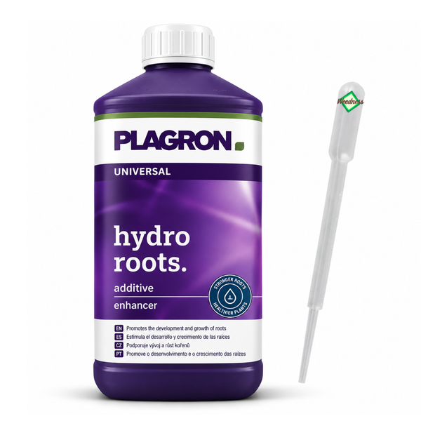 Plagron Hydro Roots Wurzelstimulator in Flasche mit Dosierpipette zur Wachstumsförderung der Pflanzenwurzeln.