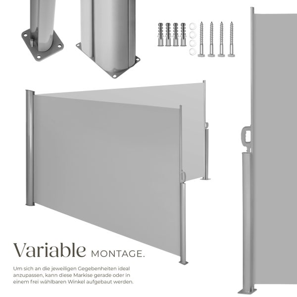 Doppel-Seitenmarkise tectake  200 x 600 cm aus Aluminium grau
