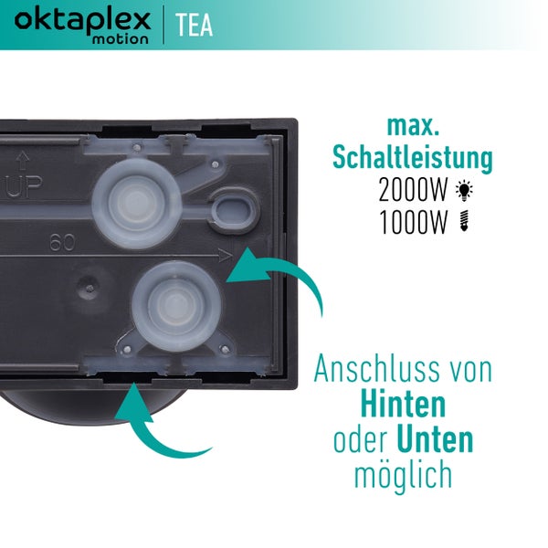 Oktaplex Tea Bewegungsmelder 360 Grad anthrazit inkl. Fernbedienung IP65 schwenkbar für Wand / Decke