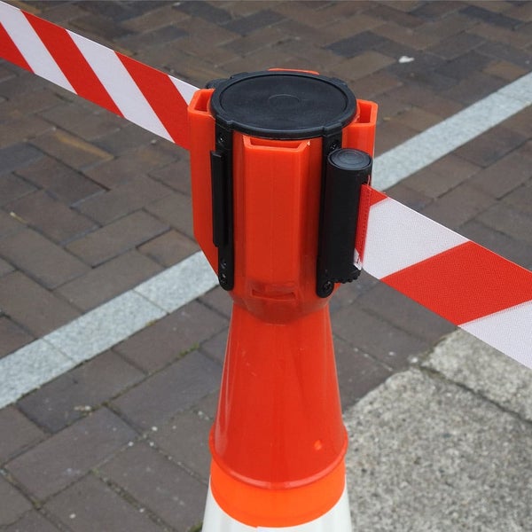 Absperrset Leitkegel 75cm + UvV-Conny Absperrband als Set / orange / 3 Gurte + 1 Dummy (15 Meter)