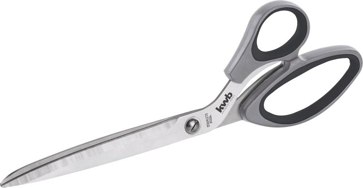 kwb Tapezier-Schere aus Edelstahl, abgewinkelt, 280 mm Gesamtlänge, 130 mm Schnittlänge, stabil, spezialgeschliffen, extra scharf, schwarz-grau