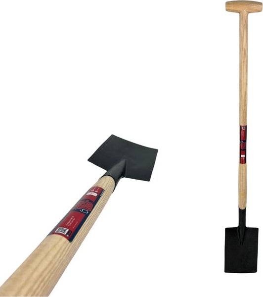 Spaten mit Holzgriff und Stahlblatt