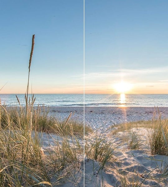 Strandtapete mit Dünenlandschaft und Sonnenuntergang