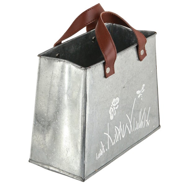 Dekorative Zinktasche mit Griffen für den Gartenbedarf