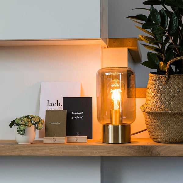 Design Messing mit Rauchglas Tischlampe - Bliss Cute