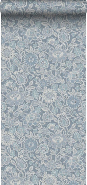 Borastapeter Tapete Blumen Graublau - 53 cm x 11.2 m - 660154