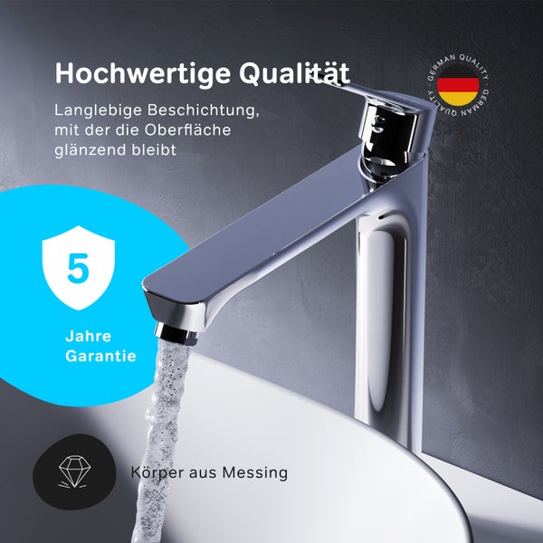AM.PM Waschtischarmatur für Aufsatzwaschbecken mit Klick-Ablaufgarnitur FTA92200 Hit