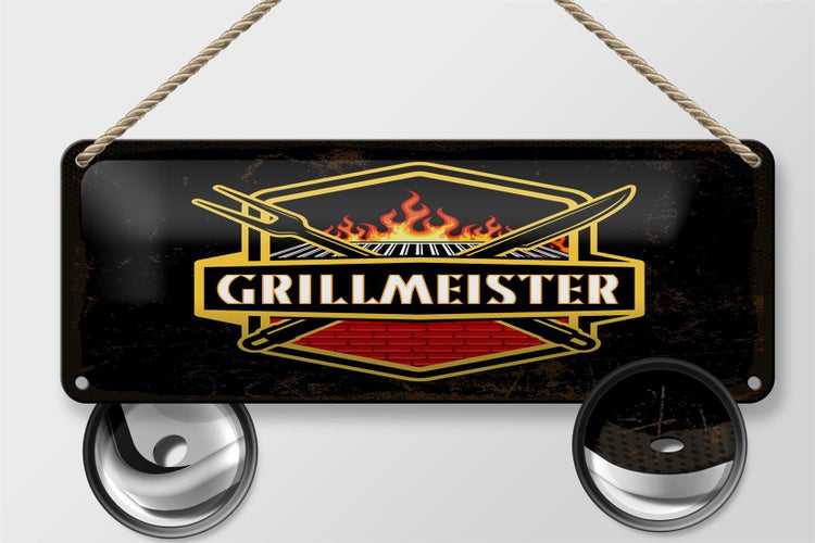 Blechschild Spruch 27x10 cm Grillmeister Dekoration