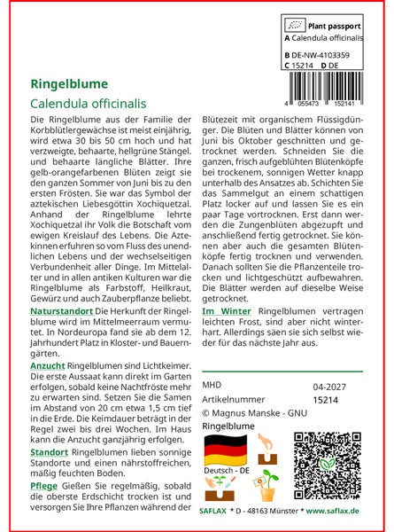 SAFLAX  - Ringelblume - Calendula officinalis - 50 Samen