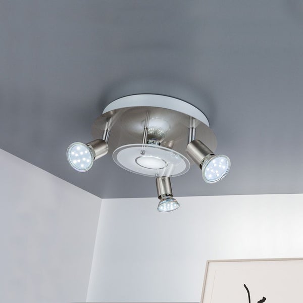 Deckenleuchte Ø25 cm - 12W, 1000lm, LED, schwenkbar, warmweiß, matt-nickel