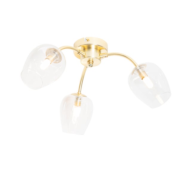 Klassische Deckenlampe Gold mit Glas 3-flammig - Elien