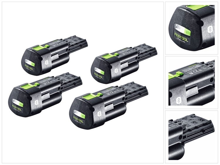 Festool Akku Set 4x BP 18 Li 3,0 Ergo I Akku 18 V 3,0 Ah / 3000 mAh Li-Ion ( 4x 577704 ) mit Ladestandanzeige