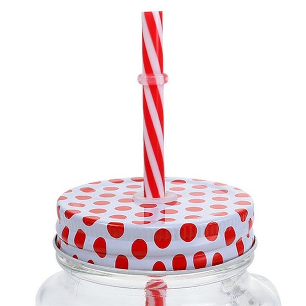 Glas mit Deckel und Trinkhalm