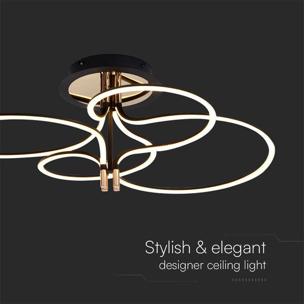 Moderne Deckenleuchte mit LED-Ringen und schwarzer Halterung