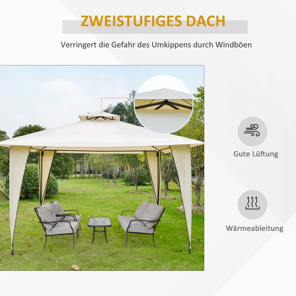 Pavillon mit zweistufigem Dach und Sitzgruppe