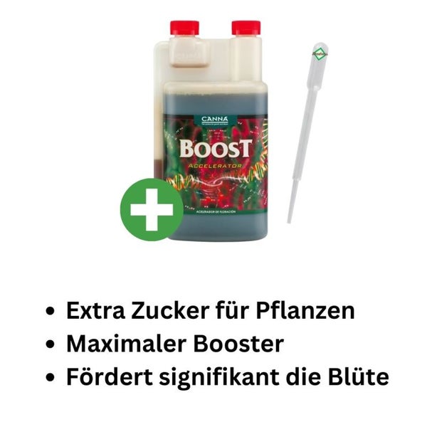 Canna Boost 10 Liter – Flüssigdünger für optimierte Erträge & prallere Blüten – Fördert Reifung & Zuckereinlagerung – Ideal für Grow, Tomaten, Orchideen & mehr – Mit Pipette für präzise Dosierung