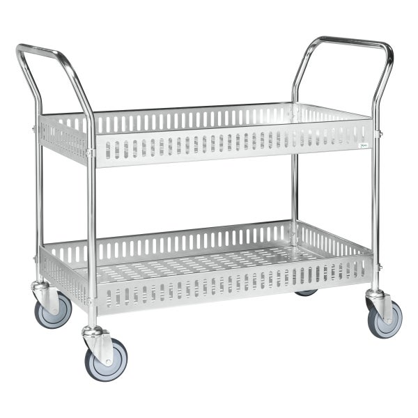 Servierwagen mit zwei Ablageflächen und Rollen