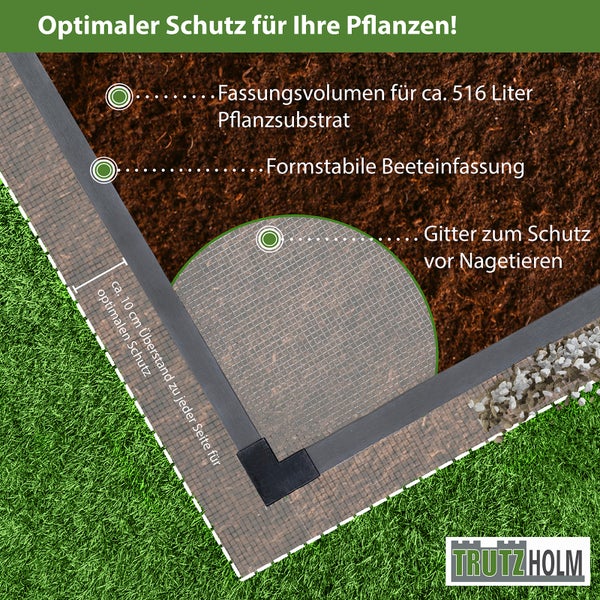 Hochbeet Beeteinfassung mit Wühlmausgitter 100x100x56 cm ca. 516 Liter Holzoptik Komposter