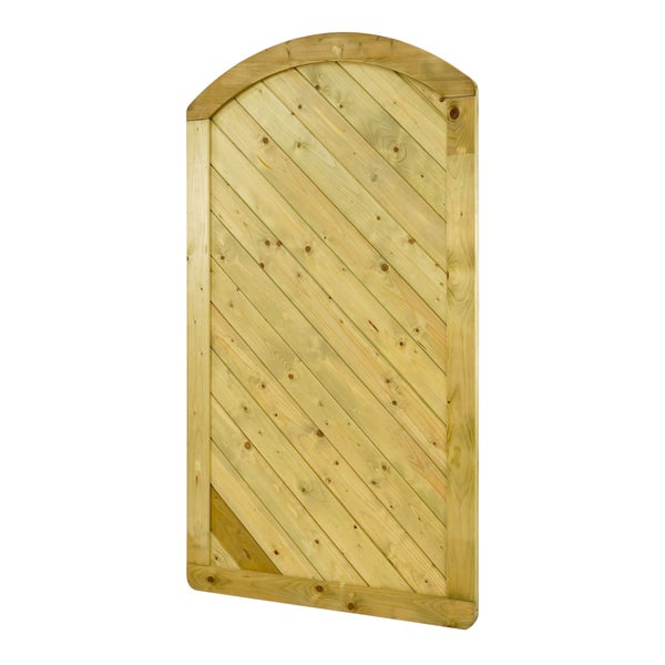 Gartentür aus Holz mit abgerundeter Oberseite