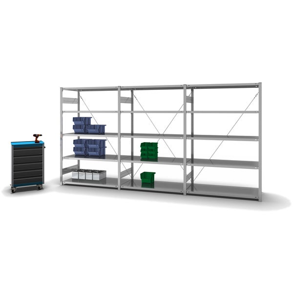 PROREGAL Fachbodenregal Stecksystem T-Profil Medium-Duty Grundregal HxBxT 200 x 130 x 60 cm 5 Ebenen Fachlast 240 kg Einseitig Nutzbar Verzinkt