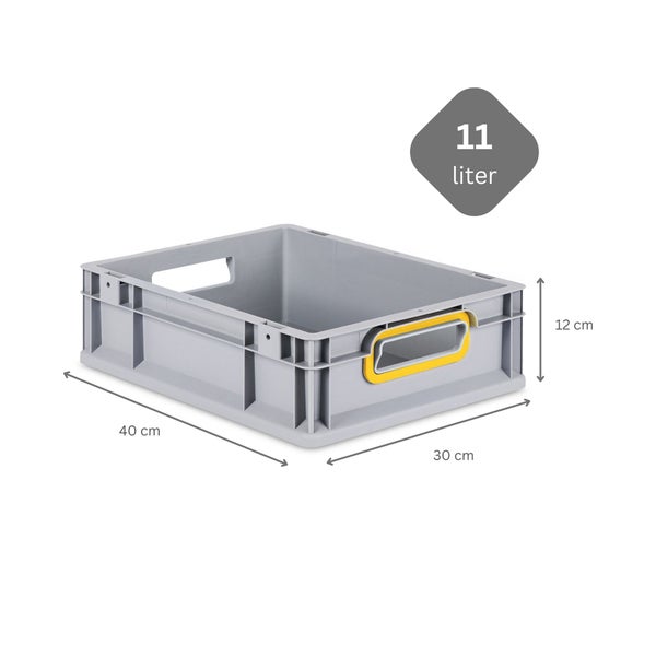 PROREGAL Spar Set 5x Eurobox Nextgen Color Mit Auflagedeckel & Schiebeschnappverschlüsse HxBxT 12 x 30 x 40 cm Griffe Gelb Offen Glatter Boden