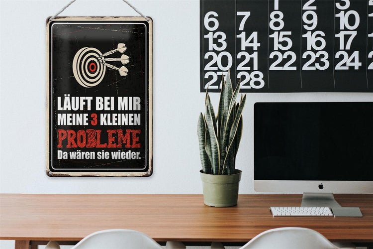 Blechschild Spruch 20x30cm Dart Meine 3 kleinen Probleme Da wären sie