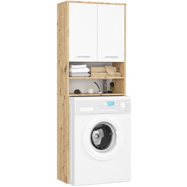 Waschmaschinenumbauschrank mit Waschmaschine und Stauraum