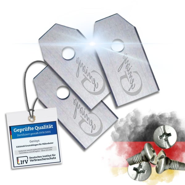 Genisys Ersatzklingen aus Edelstahl für Mähroboter mit Prüfsiegel