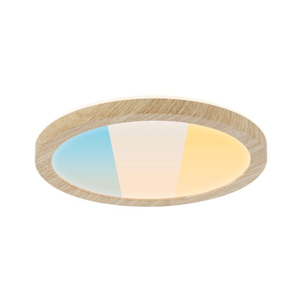 LED Panel Atria Shine IP44 rund 190mm 7,6W 1100lm 3000 - 6500K Holzoptik