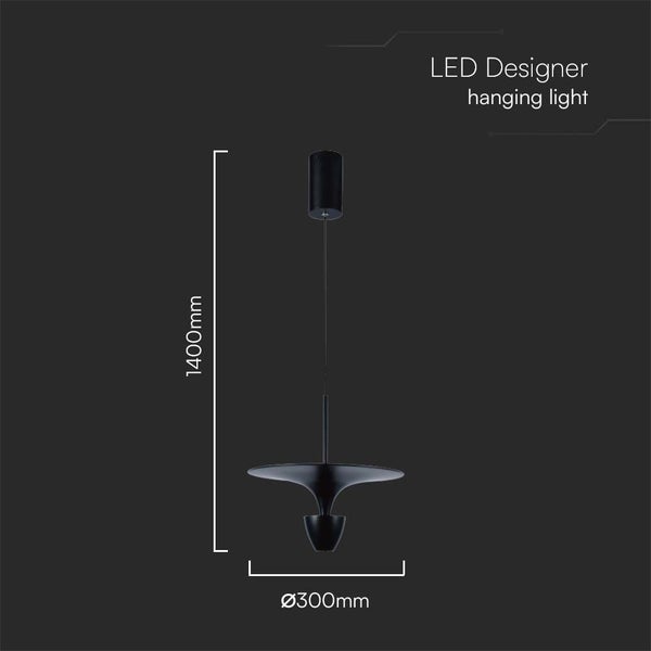 LED Designer Hängeleuchte mit den Maßen 1400 mm Höhe und 300 mm Durchmesser