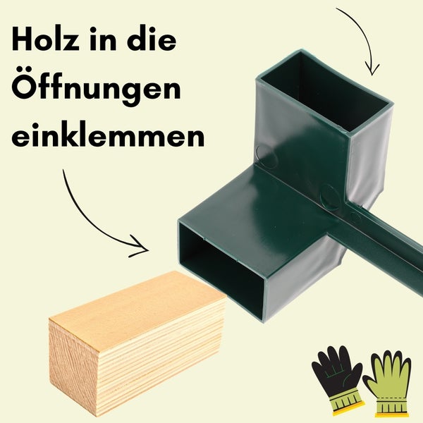 Illustration zur Befestigung von Holz in einem Pfostenträger