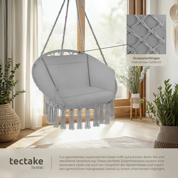 Hängesessel tectake Grazia 80 x 72 x 125 cm mit Sitz- und Rückenpolster grau