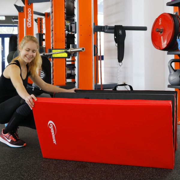 200x100cm Klappbare Gymnastikmatte - 5 cm dicke Turnmatte Rot Schwarz